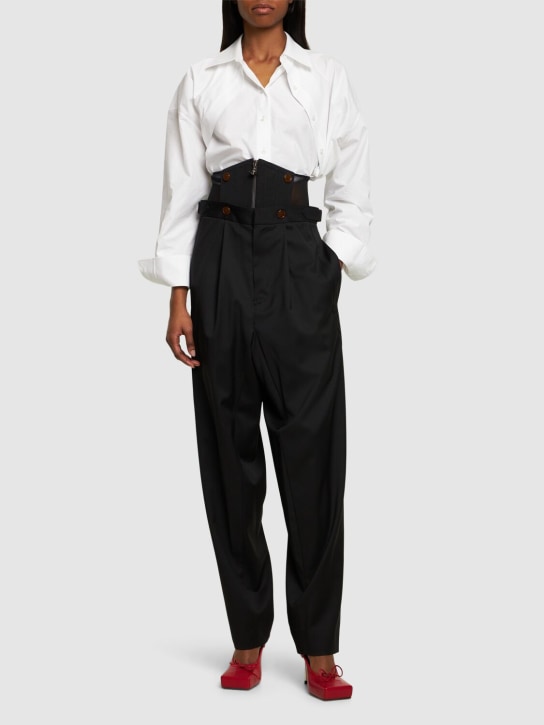 Vivienne Westwood: Pantalon corset en sergé taille haute Macca - Noir - women_1 | Luisa Via Roma