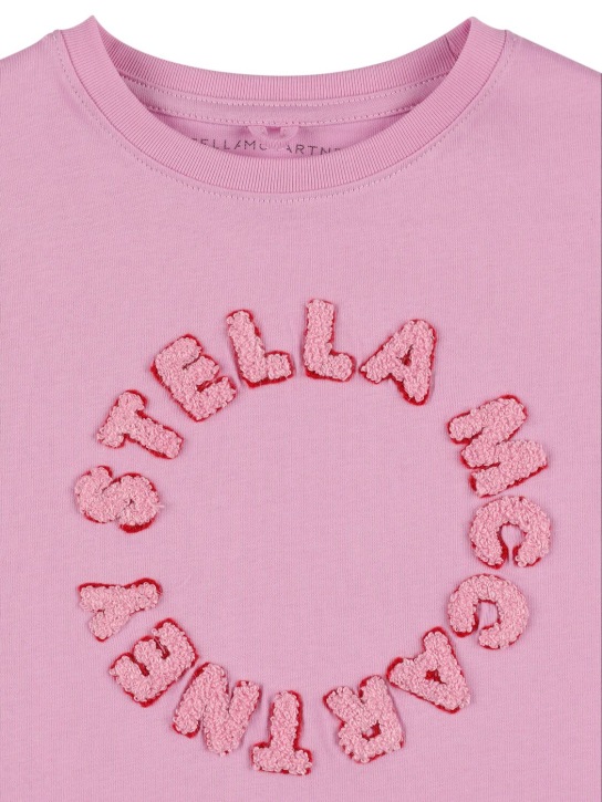 Stella Mccartney Kids: Embroidered cotton jersey t-shirt - Pink - kids-girls_1 | Luisa Via Roma