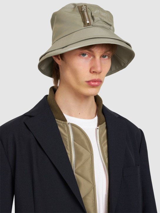 Sacai: Double brim nylon twill bucket hat - Light Khaki - men_1 | Luisa Via Roma