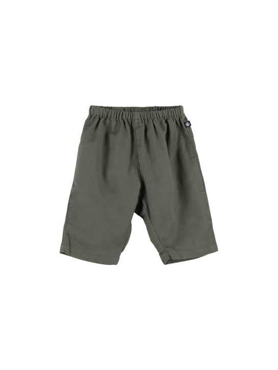 Petit Bateau: Pantaloni in lino e cotone - Verde - kids-boys_0 | Luisa Via Roma