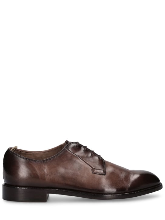 Officine Creative: Canyon derby leather lace-up shoes - Ebony - men_0 | Luisa Via Roma
