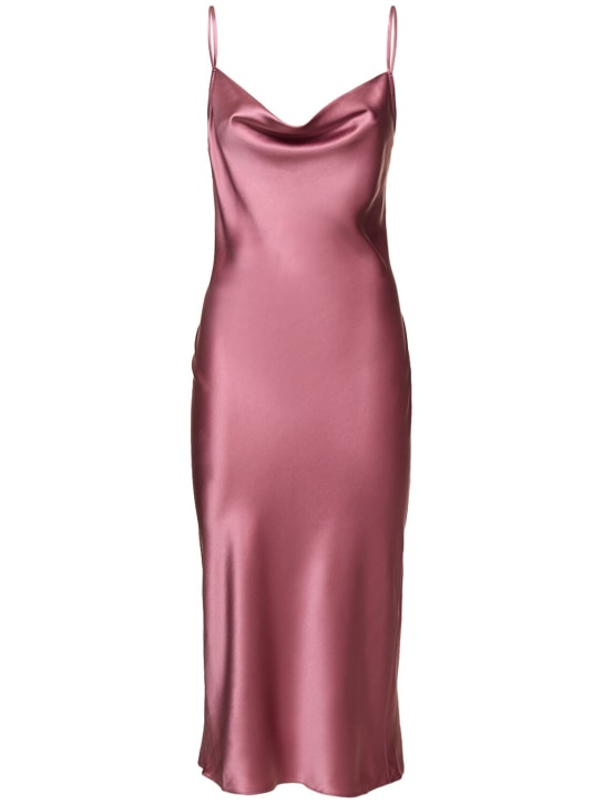 Fleur Du Mal: Cowl neck silk midi slip dress - Pink - women_0 | Luisa Via Roma