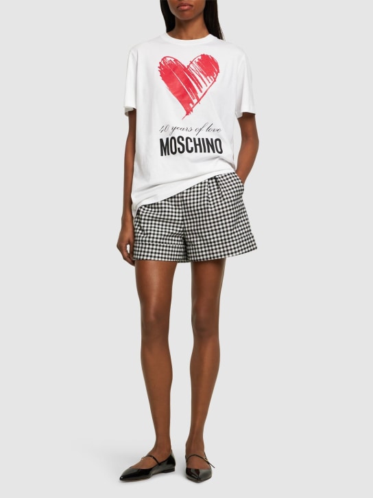 Moschino: T-shirt en jersey de coton imprimé logo - Blanc - women_1 | Luisa Via Roma