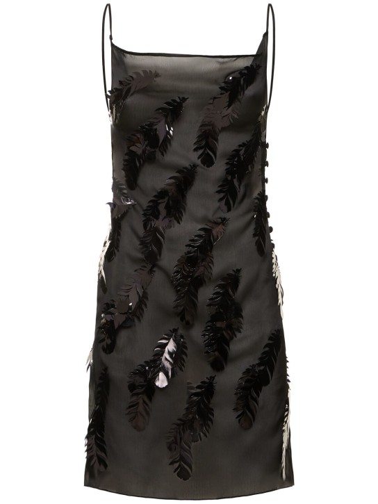 Coperni: Embellished mini slip dress - Black - women_0 | Luisa Via Roma