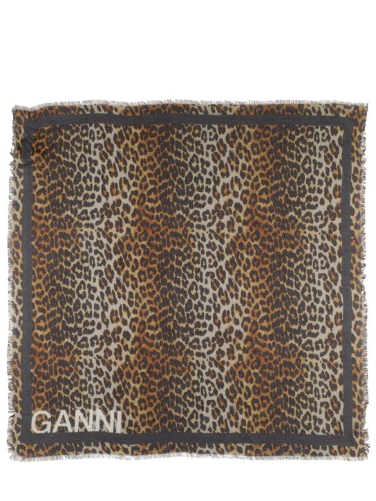 GANNI: XXL Leopard printed scarf - Leopard - women_0 | Luisa Via Roma