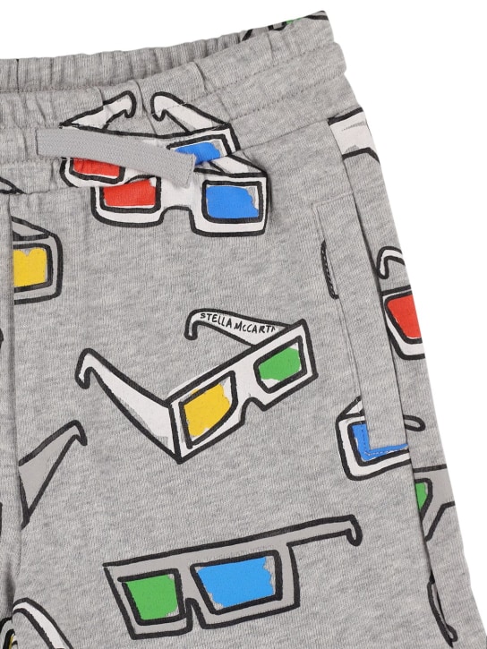 Stella Mccartney Kids: Printed cotton terry sweat shorts - Grey/Multi - kids-boys_1 | Luisa Via Roma