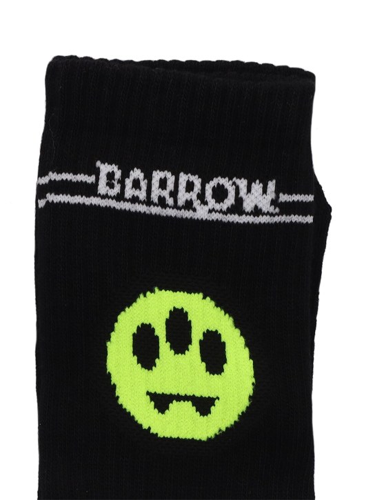 Barrow: Logo cotton blend ribbed socks - Black - kids-boys_1 | Luisa Via Roma