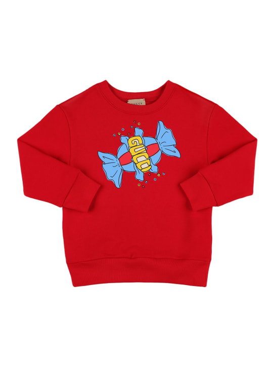 Gucci: Gucci Candy cotton sweatshirt - Red/Multi - kids-girls_0 | Luisa Via Roma