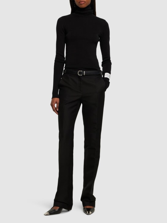 Moschino: 棉质硬缎直筒裤 - 黑色 - women_1 | Luisa Via Roma