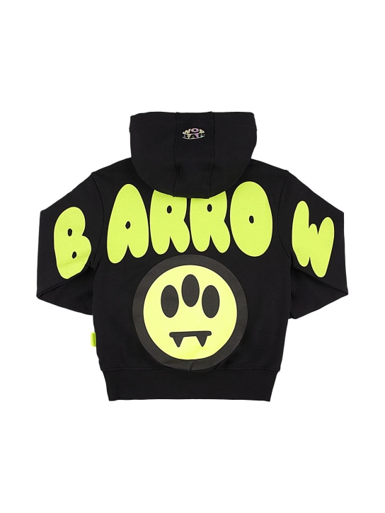 Barrow: Sweat-shirt en coton imprimé à capuche - Noir - kids-boys_0 | Luisa Via Roma
