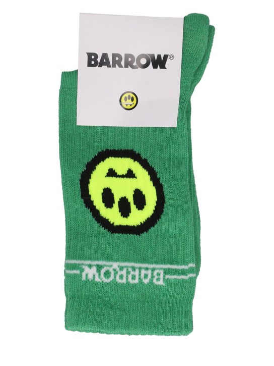 Barrow: Calcetines de algodón acanalados con logo - Verde - kids-boys_0 | Luisa Via Roma