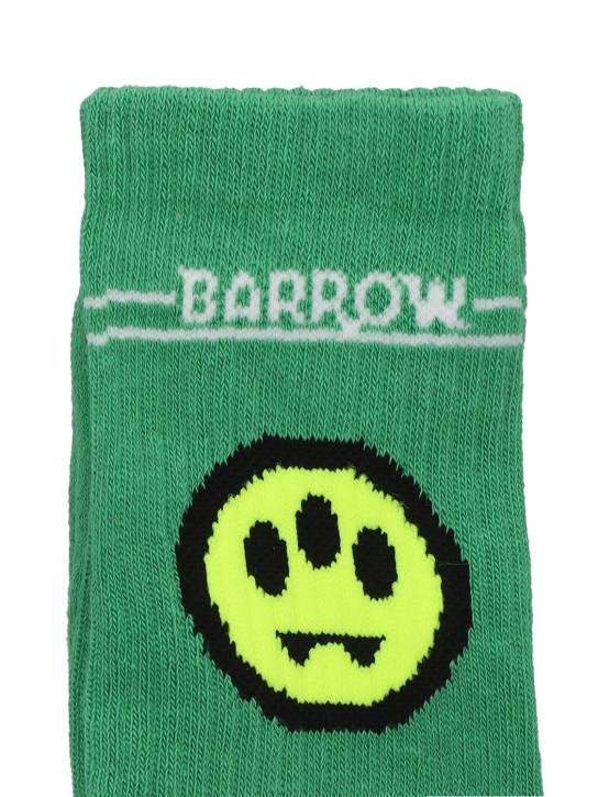 Barrow: Calcetines de algodón acanalados con logo - Verde - kids-boys_1 | Luisa Via Roma