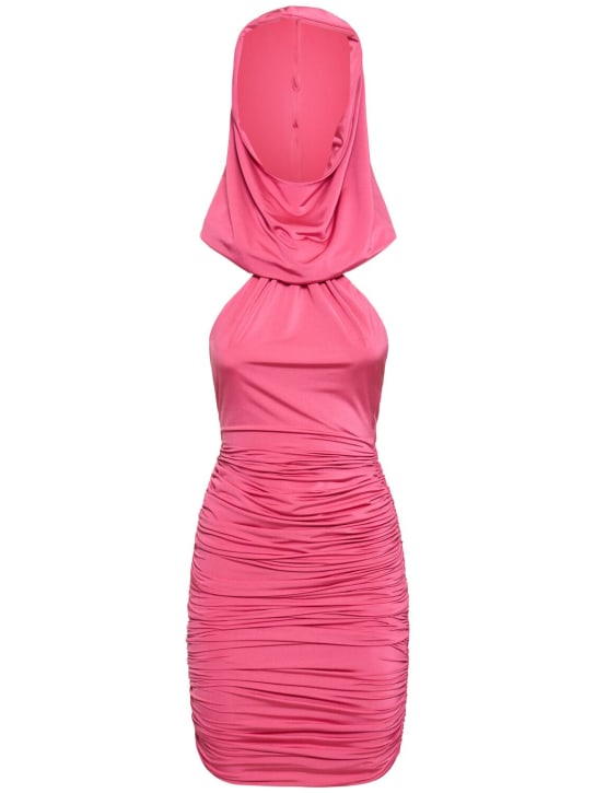 Giuseppe Di Morabito: Stretch jersey hooded mini dress - Hot Pink - women_0 | Luisa Via Roma