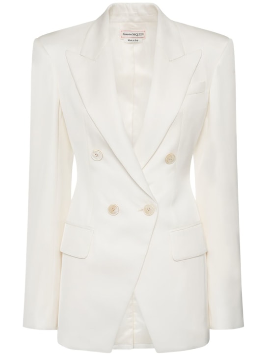 Alexander McQueen: Tailored viscose jacket - Ivory - women_0 | Luisa Via Roma