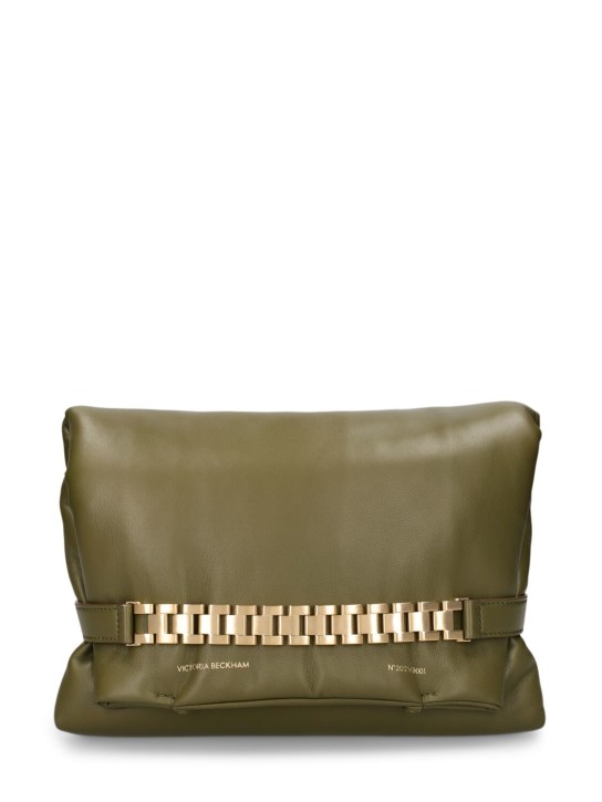 Victoria Beckham: Puffy Chain leather shoulder bag - Khaki - women_0 | Luisa Via Roma