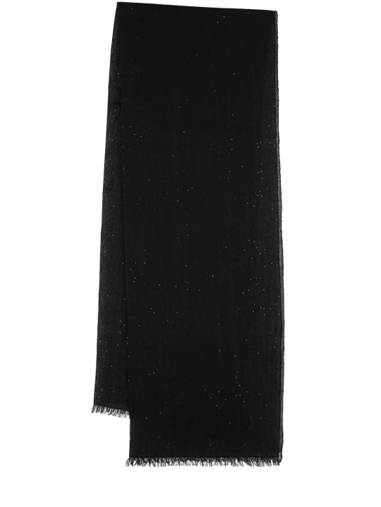 Brunello Cucinelli: Sequin embellished cashmere scarf - Black - women_0 | Luisa Via Roma