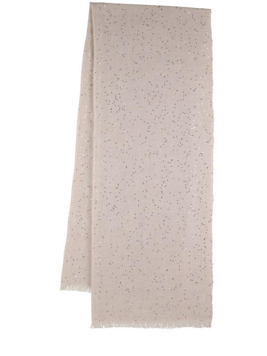 Brunello Cucinelli: Sequin embellished scarf - Oyster - women_0 | Luisa Via Roma