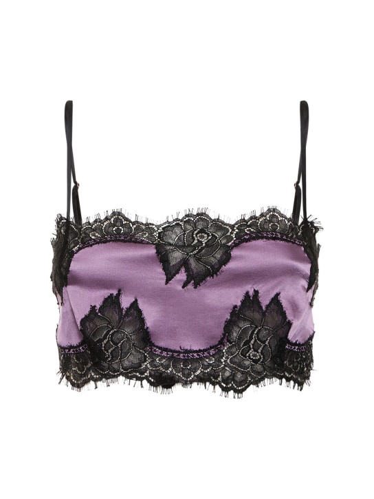 Fleur Du Mal: Silk & lace bandeau top - Purple Haze - women_0 | Luisa Via Roma
