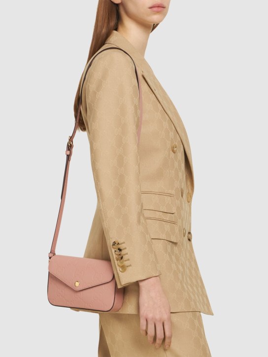 Gucci: Super Mini GG leather shoulder bag - Pink - women_1 | Luisa Via Roma