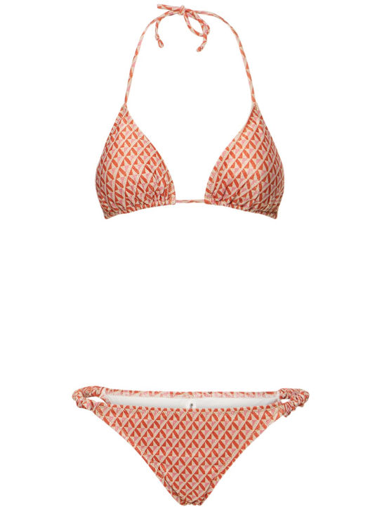 Reina Olga: Bedruckter Triangel-Bikini „Scrunchie“ - Orange/Multi - women_0 | Luisa Via Roma