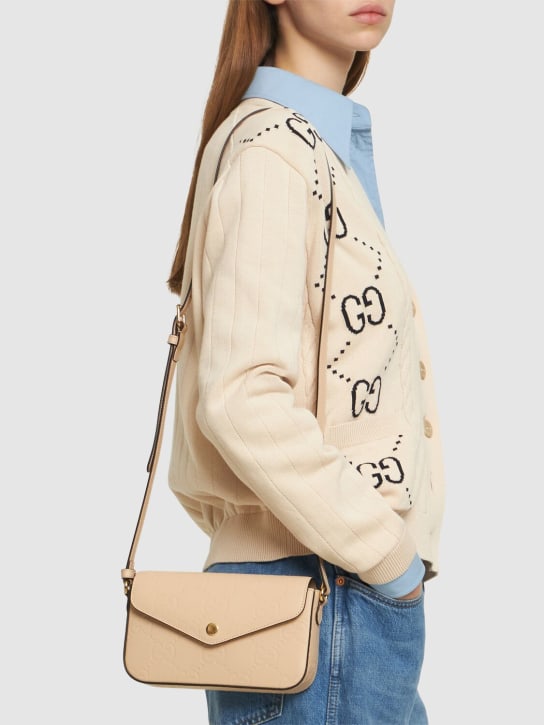 Gucci: Super Mini GG leather shoulder bag - Rose - women_1 | Luisa Via Roma