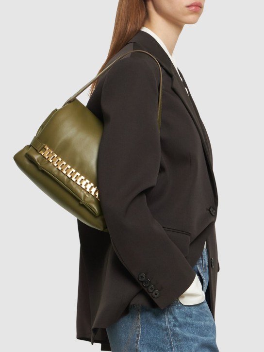 Victoria Beckham: Puffy Chain leather shoulder bag - Khaki - women_1 | Luisa Via Roma