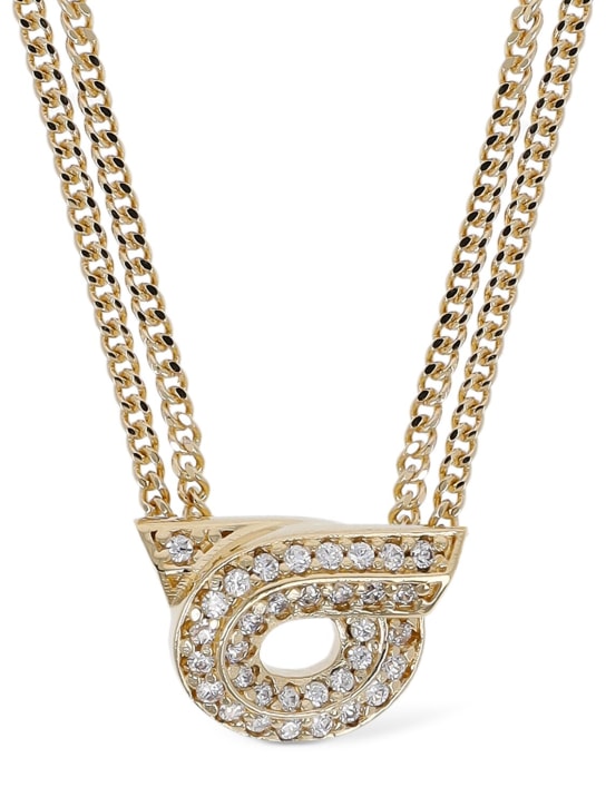 Ferragamo: Ganstrass crystal long necklace - Gold/Crystal - women_0 | Luisa Via Roma