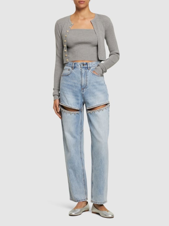 Area: Embellished straight denim jeans - women_1 | Luisa Via Roma