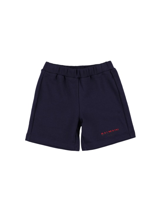 Balmain: Organic cotton sweat shorts - Dark Blue - kids-boys_0 | Luisa Via Roma