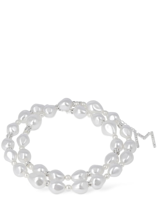 Magda Butrym: Faux pearl double wrap necklace - White/Crystal - women_0 | Luisa Via Roma