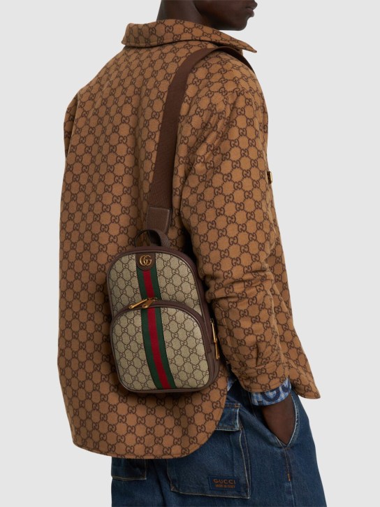 Gucci: GG Supreme backpack - Beige/Ebony - men_1 | Luisa Via Roma