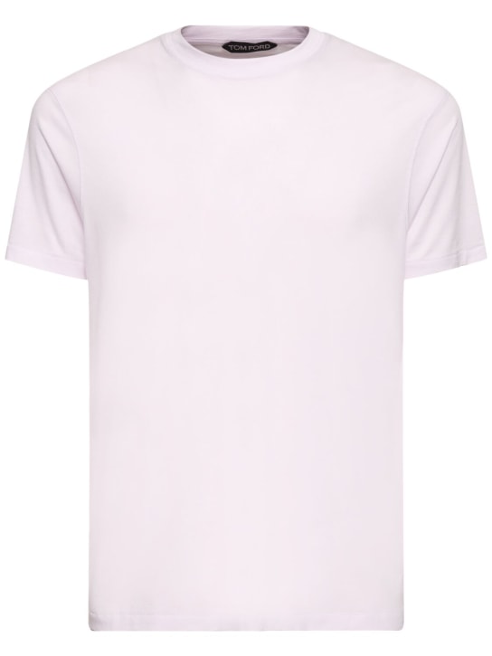 Tom Ford: T-shirt in lyocell e cotone - Lilla Chiaro - men_0 | Luisa Via Roma