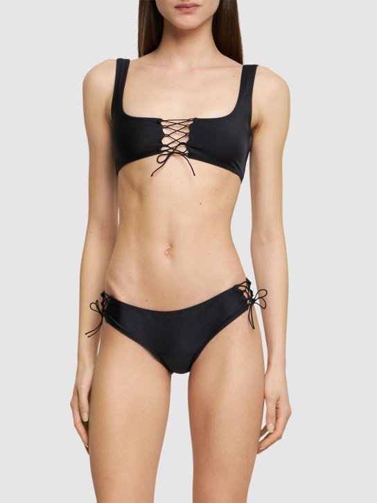 Leslie Amon: Erin bikini top w/ strings - Black - women_1 | Luisa Via Roma