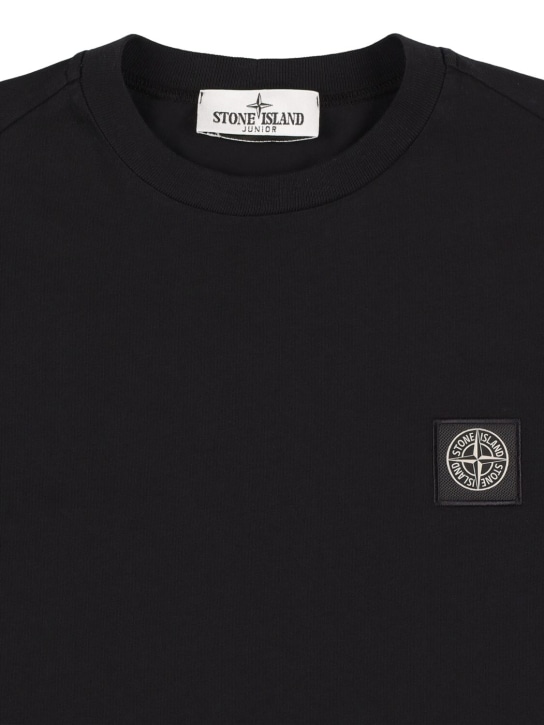 Stone Island: Cotton jersey logo t-shirt - Black - kids-boys_1 | Luisa Via Roma