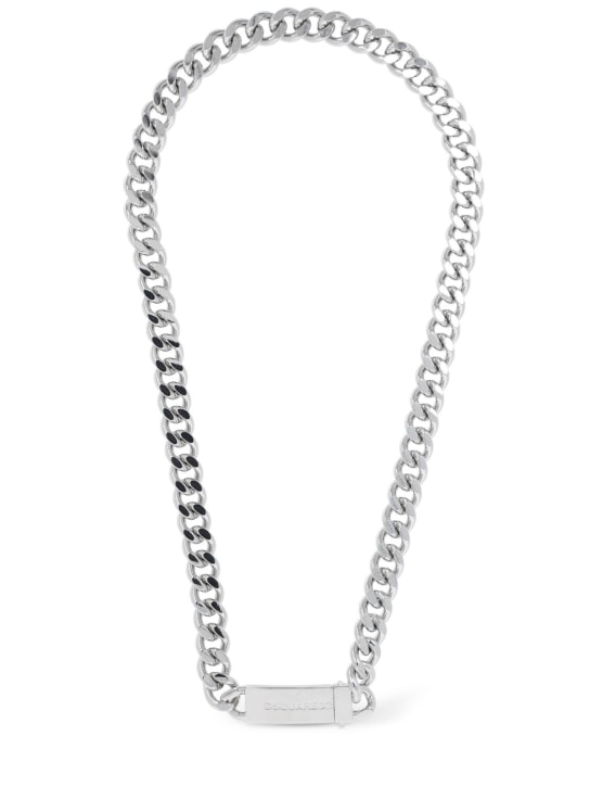 Dsquared2: Chained2 brass collar necklace - Silver - women_0 | Luisa Via Roma