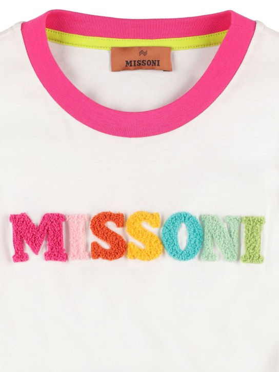Missoni: Cotton jersey logo dress - White - kids-girls_1 | Luisa Via Roma