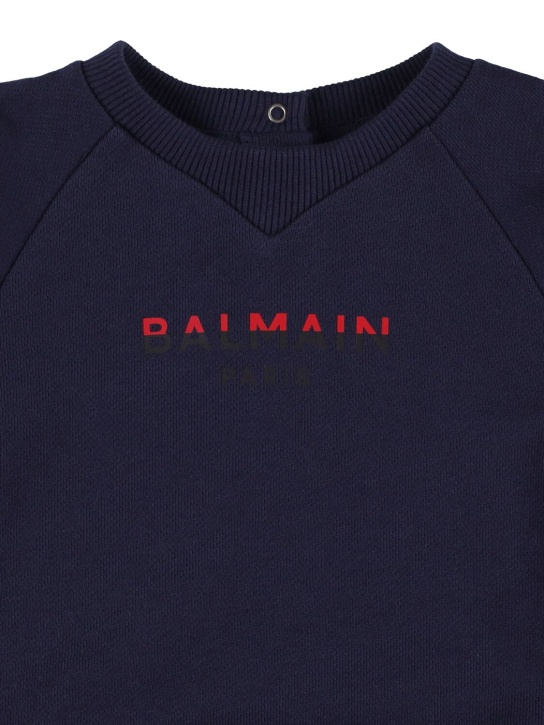 Balmain: Organic cotton sweatshirt - Dark Blue - kids-boys_1 | Luisa Via Roma