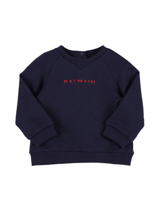Balmain: Organic cotton sweatshirt - Dark Blue - kids-boys_0 | Luisa Via Roma