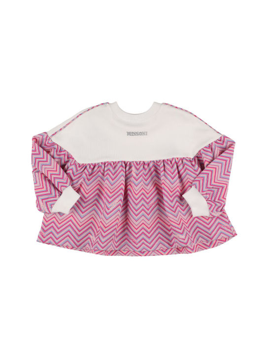 Missoni: Sweat-shirt en coton à imprimé logo - Fuchsia - kids-girls_0 | Luisa Via Roma