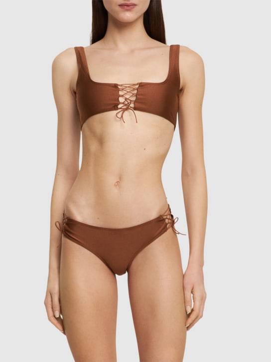 Leslie Amon: Erin bikini top w/ strings - Brown - women_1 | Luisa Via Roma
