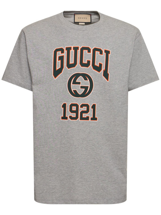 Gucci: T-Shirt aus Baumwolljersey „GG“ - Grau - men_0 | Luisa Via Roma