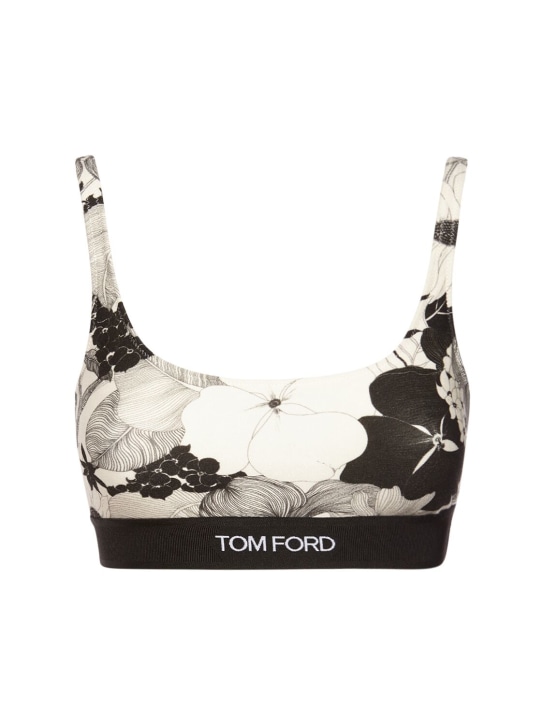 Tom Ford: Printed floral logo bralette - Multicolor - women_0 | Luisa Via Roma