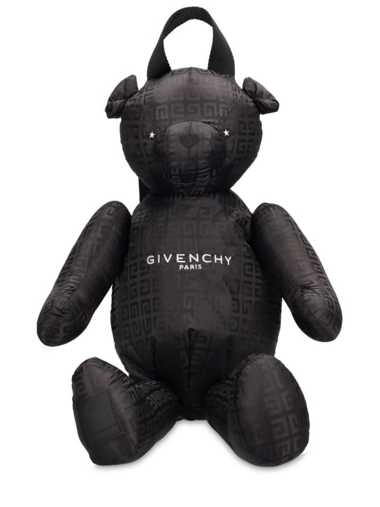 Givenchy: Sac à dos ourson en nylon jacquard - Noir - kids-boys_0 | Luisa Via Roma