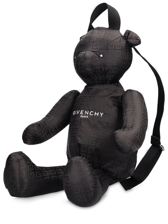 Givenchy: Sac à dos ourson en nylon jacquard - Noir - kids-girls_1 | Luisa Via Roma