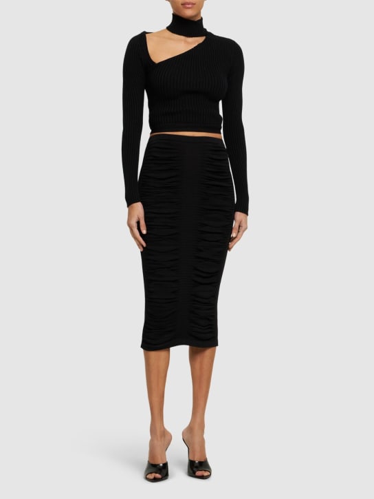 Andreadamo: X-Ray viscose blend knit midi skirt - Black - women_1 | Luisa Via Roma