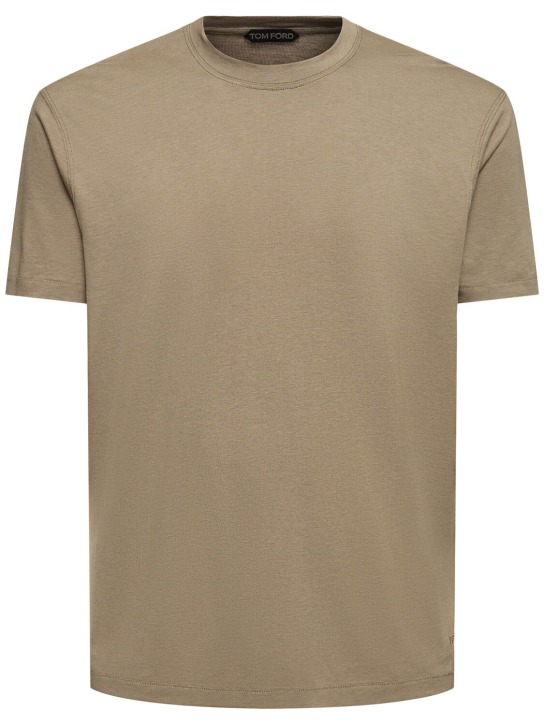 Tom Ford: Lyocell & cotton t-shirt - Pale Army - men_0 | Luisa Via Roma