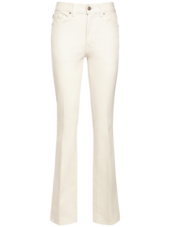 Tom Ford: Denim & twill midrise flared jeans - White - women_0 | Luisa Via Roma