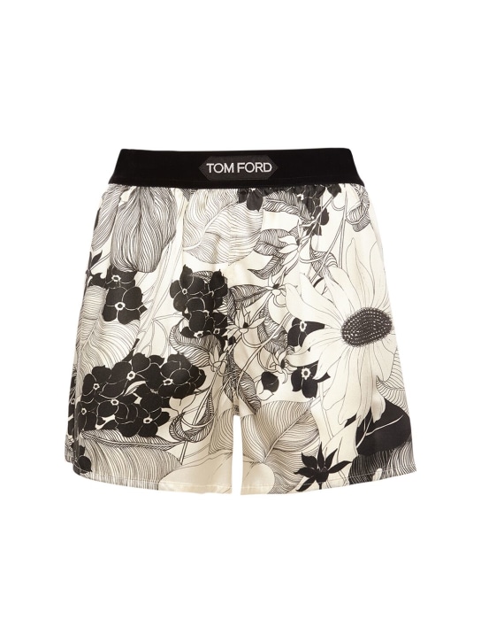 Tom Ford: Floral printed silk satin boxers - Multicolor - women_0 | Luisa Via Roma