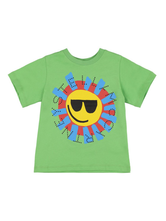 Stella Mccartney Kids: T-shirt en jersey de coton biologique imprimé - Vert - kids-boys_0 | Luisa Via Roma
