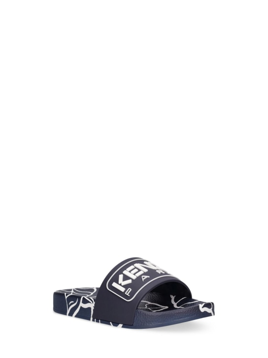 Kenzo Kids: Logo rubber slide sandals - Navy - kids-boys_1 | Luisa Via Roma